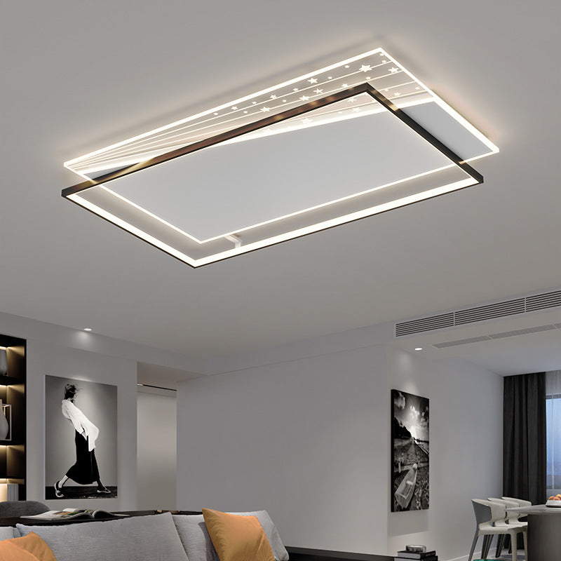 Modern Minimalist Rectangle Oval Round Square Acrylic Iron LED Flush Mount Ceiling Light For Living Room