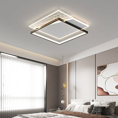 Modern Minimalist Rectangle Oval Round Square Acrylic Iron LED Flush Mount Ceiling Light For Living Room
