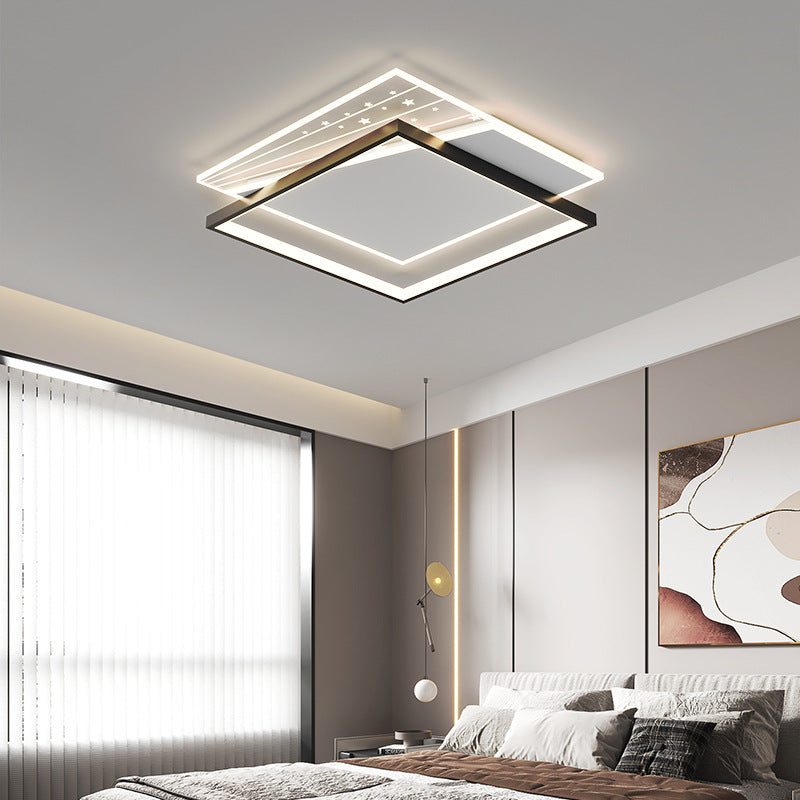 Modern Minimalist Rectangle Oval Round Square Acrylic Iron LED Flush Mount Ceiling Light For Living Room