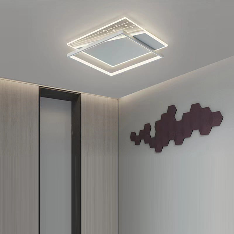 Modern Minimalist Rectangle Oval Round Square Acrylic Iron LED Flush Mount Ceiling Light For Living Room