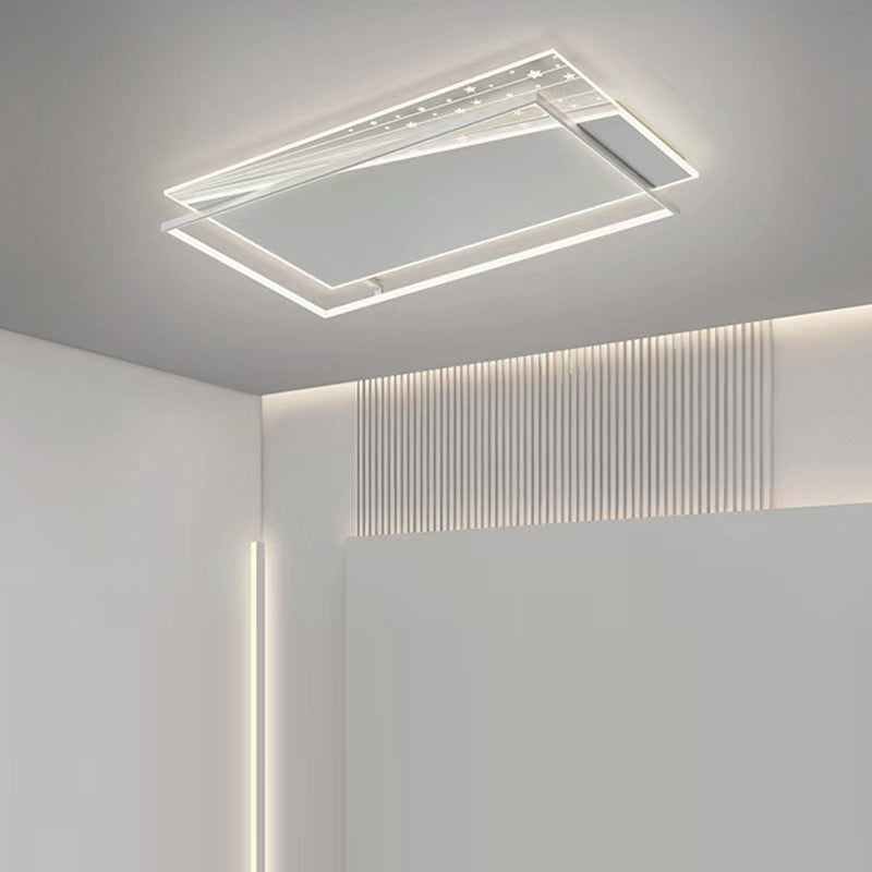 Modern Minimalist Rectangle Oval Round Square Acrylic Iron LED Flush Mount Ceiling Light For Living Room