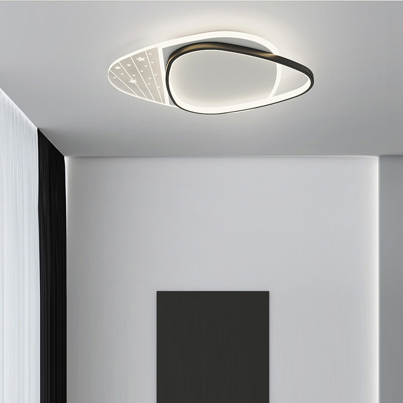 Modern Minimalist Rectangle Oval Round Square Acrylic Iron LED Flush Mount Ceiling Light For Living Room