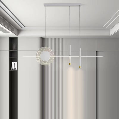 Modern Minimalist Long Cylinder Round Acrylic Iron LED Chandelier For Living Room