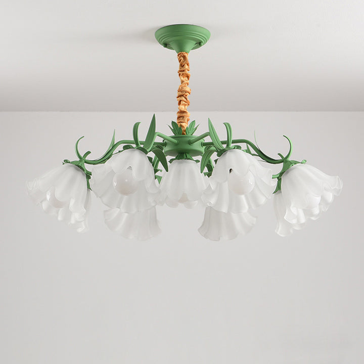 Traditioneller rustikaler floraler Blattzweig runder Glas-Eisen 4/6/7/9 Licht Kronleuchter für Wohnzimmer 