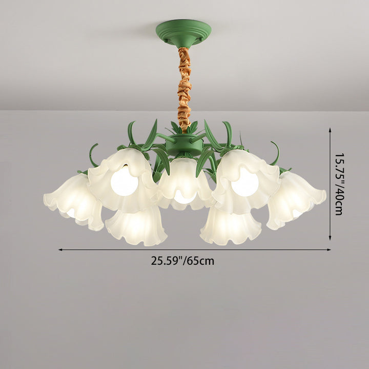 Traditioneller rustikaler floraler Blattzweig runder Glas-Eisen 4/6/7/9 Licht Kronleuchter für Wohnzimmer 