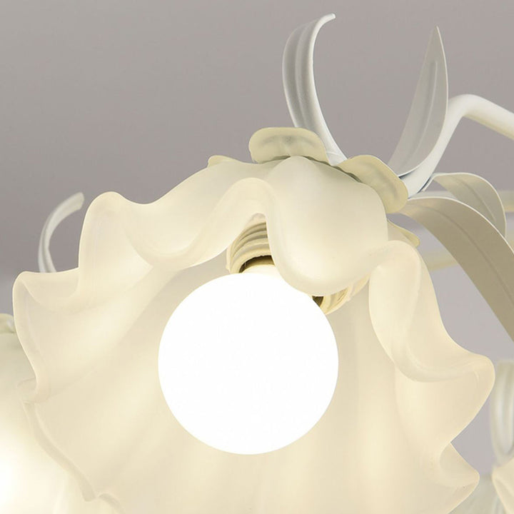 Traditioneller rustikaler floraler Blattzweig runder Glas-Eisen 4/6/7/9 Licht Kronleuchter für Wohnzimmer 