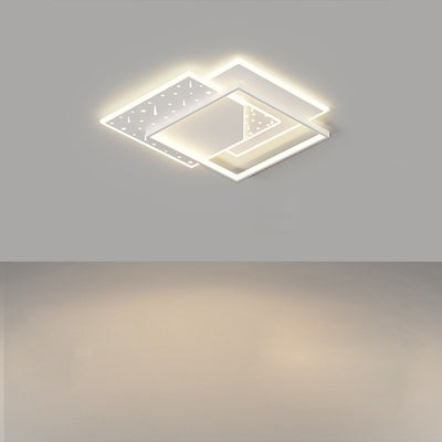 Modern Minimalist Oval Round Square Rectangle Stacking Acrylic Aluminum Iron LED Flush Mount Ceiling Light For Living Room