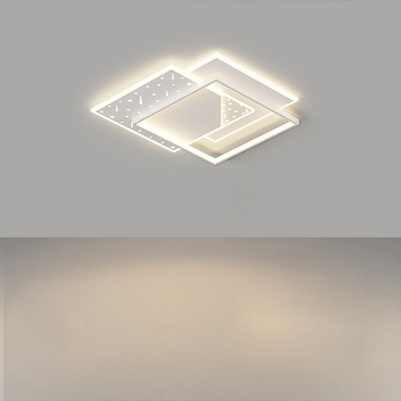 Modern Minimalist Oval Round Square Rectangle Stacking Acrylic Aluminum Iron LED Flush Mount Ceiling Light For Living Room
