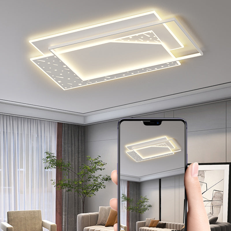 Modern Minimalist Oval Round Square Rectangle Stacking Acrylic Aluminum Iron LED Flush Mount Ceiling Light For Living Room