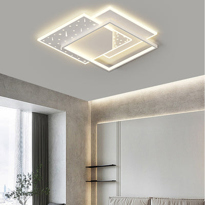 Modern Minimalist Oval Round Square Rectangle Stacking Acrylic Aluminum Iron LED Flush Mount Ceiling Light For Living Room