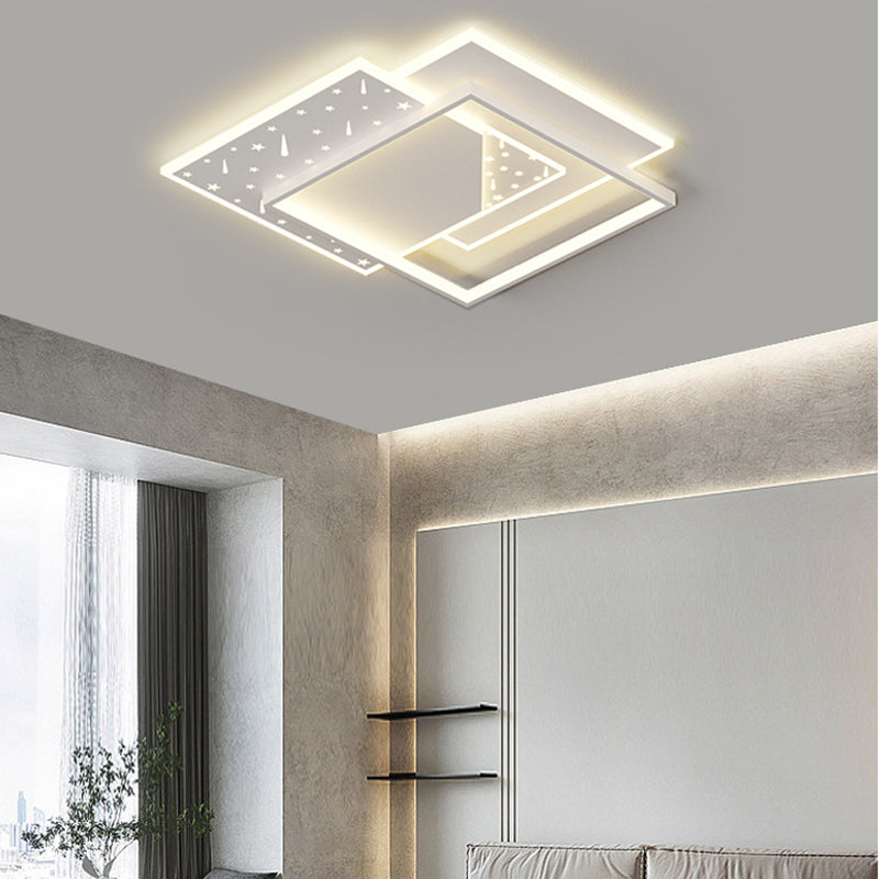 Modern Minimalist Oval Round Square Rectangle Stacking Acrylic Aluminum Iron LED Flush Mount Ceiling Light For Living Room