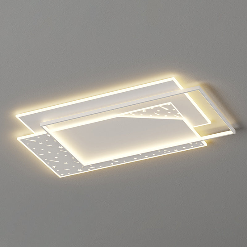 Modern Minimalist Oval Round Square Rectangle Stacking Acrylic Aluminum Iron LED Flush Mount Ceiling Light For Living Room