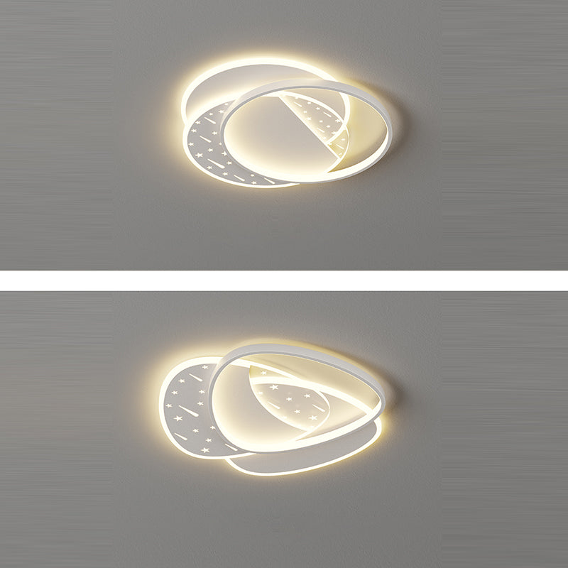 Modern Minimalist Oval Round Square Rectangle Stacking Acrylic Aluminum Iron LED Flush Mount Ceiling Light For Living Room