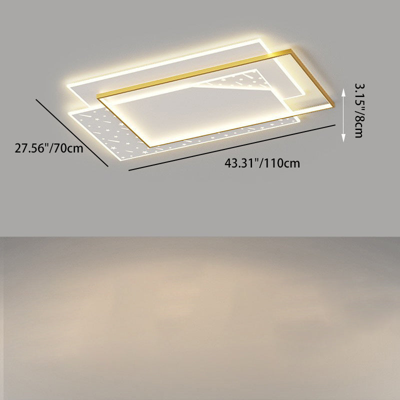 Modern Minimalist Oval Round Square Rectangle Stacking Acrylic Aluminum Iron LED Flush Mount Ceiling Light For Living Room