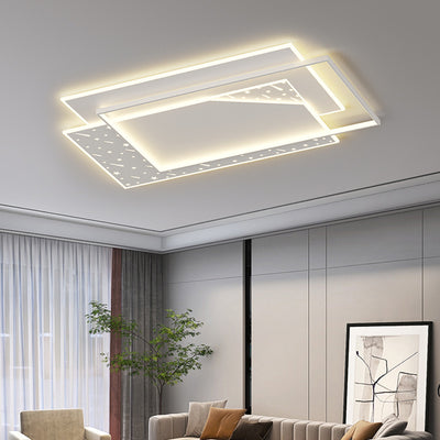 Modern Minimalist Oval Round Square Rectangle Stacking Acrylic Aluminum Iron LED Flush Mount Ceiling Light For Living Room