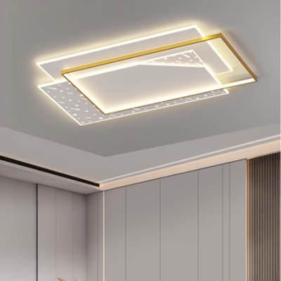 Modern Minimalist Oval Round Square Rectangle Stacking Acrylic Aluminum Iron LED Flush Mount Ceiling Light For Living Room