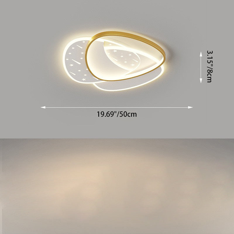 Modern Minimalist Oval Round Square Rectangle Stacking Acrylic Aluminum Iron LED Flush Mount Ceiling Light For Living Room