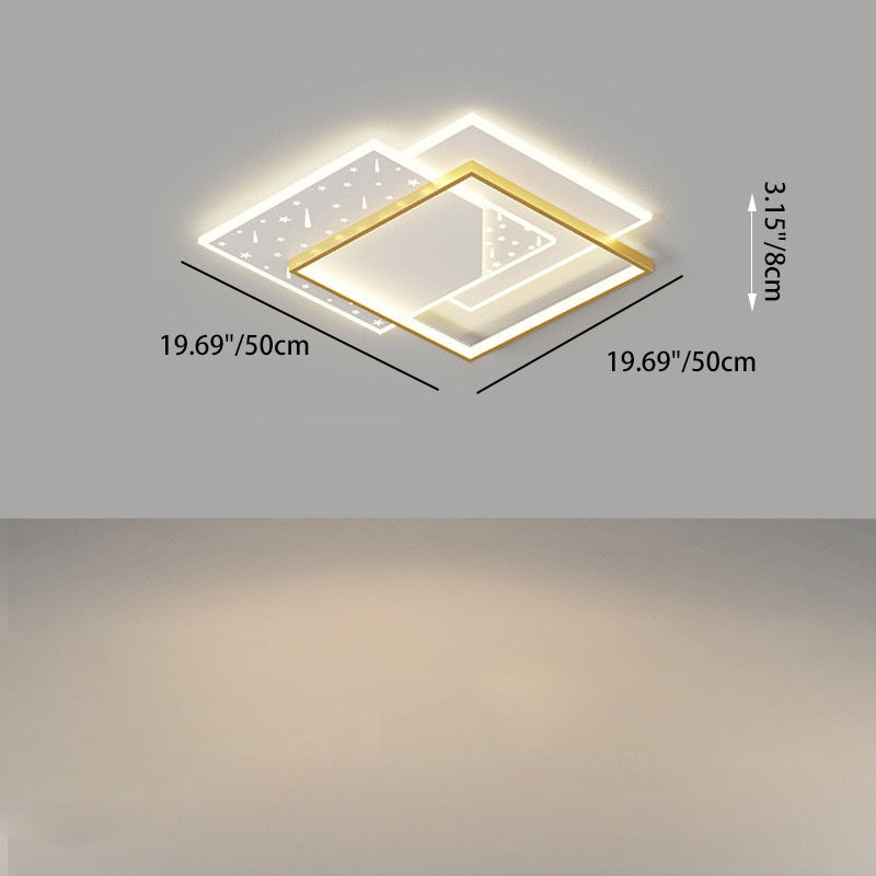 Modern Minimalist Oval Round Square Rectangle Stacking Acrylic Aluminum Iron LED Flush Mount Ceiling Light For Living Room