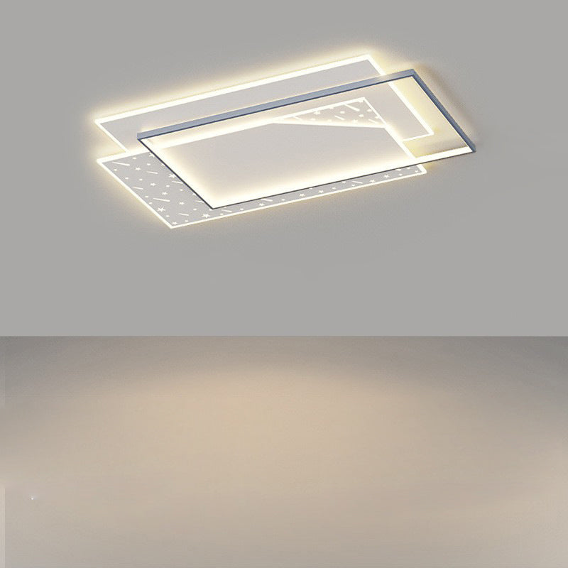 Modern Minimalist Oval Round Square Rectangle Stacking Acrylic Aluminum Iron LED Flush Mount Ceiling Light For Living Room