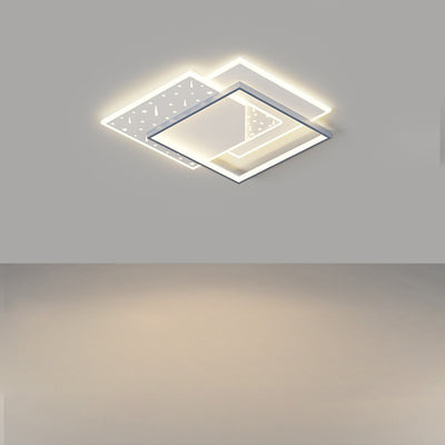 Modern Minimalist Oval Round Square Rectangle Stacking Acrylic Aluminum Iron LED Flush Mount Ceiling Light For Living Room