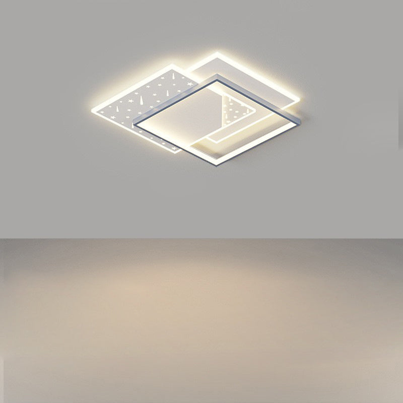 Modern Minimalist Oval Round Square Rectangle Stacking Acrylic Aluminum Iron LED Flush Mount Ceiling Light For Living Room