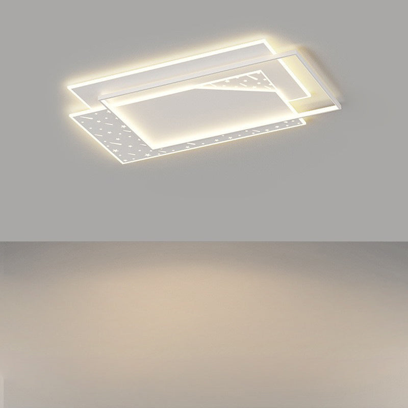Modern Minimalist Oval Round Square Rectangle Stacking Acrylic Aluminum Iron LED Flush Mount Ceiling Light For Living Room