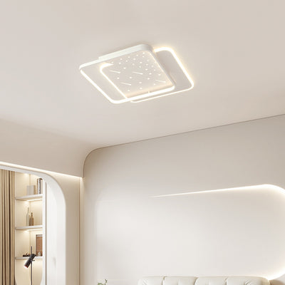 Modern Minimalist Pebble Round Square Silicone Acrylic Iron LED Flush Mount Ceiling Light For Living Room