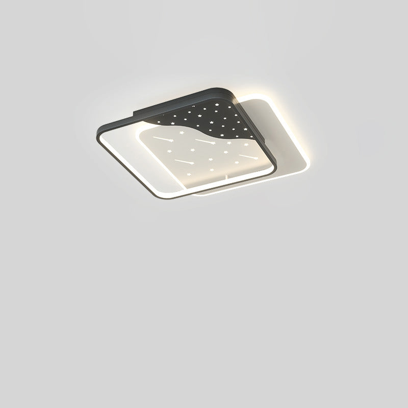 Modern Minimalist Pebble Round Square Silicone Acrylic Iron LED Flush Mount Ceiling Light For Living Room