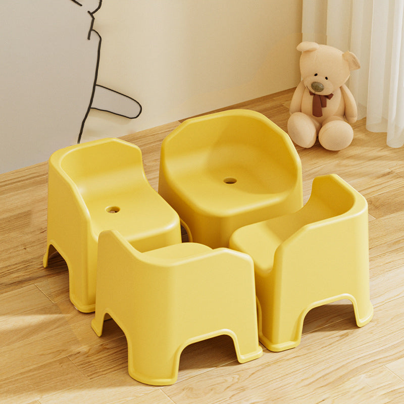 Modern Minimalist Square Irregular Border Plastic Low Stool For Living Room