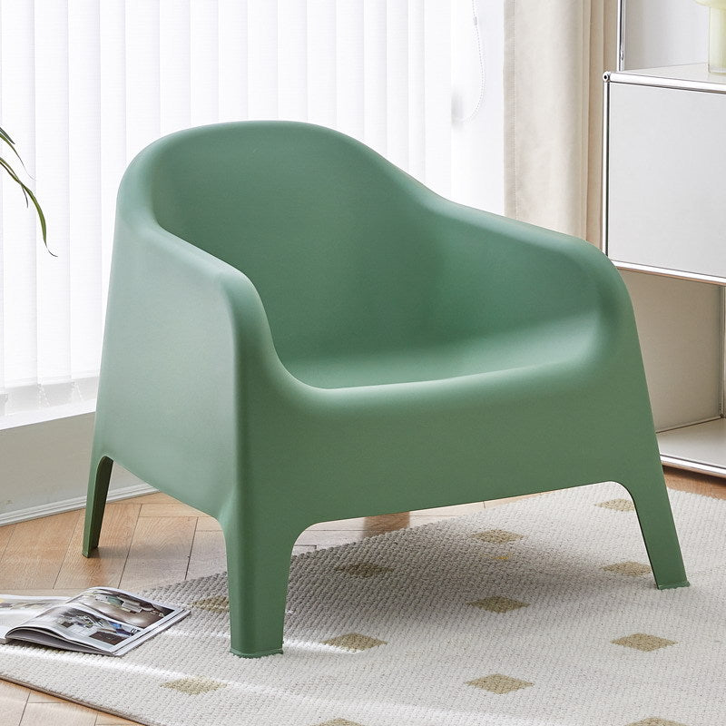 Modern Simplicity Curved Square Plastic Accent Chair Backrest Armrest For Living Room
