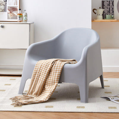 Modern Simplicity Curved Square Plastic Accent Chair Backrest Armrest For Living Room