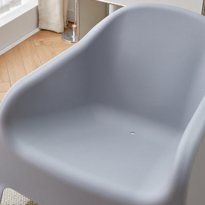Modern Simplicity Curved Square Plastic Accent Chair Backrest Armrest For Living Room