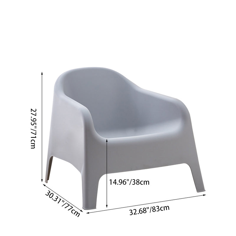 Modern Simplicity Curved Square Plastic Accent Chair Backrest Armrest For Living Room
