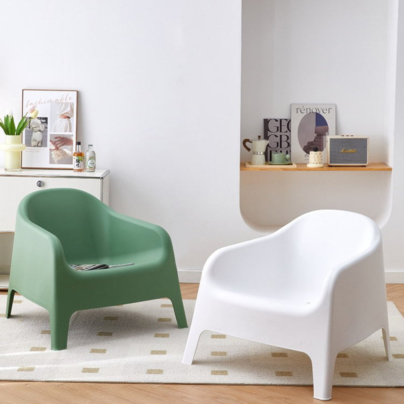 Modern Simplicity Curved Square Plastic Accent Chair Backrest Armrest For Living Room