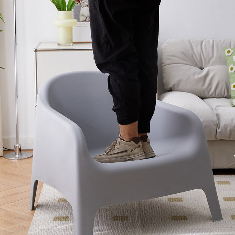 Modern Simplicity Curved Square Plastic Accent Chair Backrest Armrest For Living Room
