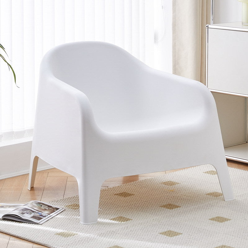Modern Simplicity Curved Square Plastic Accent Chair Backrest Armrest For Living Room