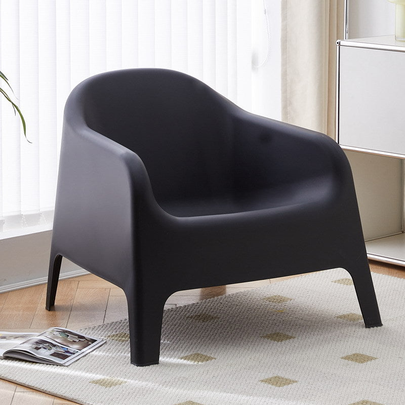 Modern Simplicity Curved Square Plastic Accent Chair Backrest Armrest For Living Room