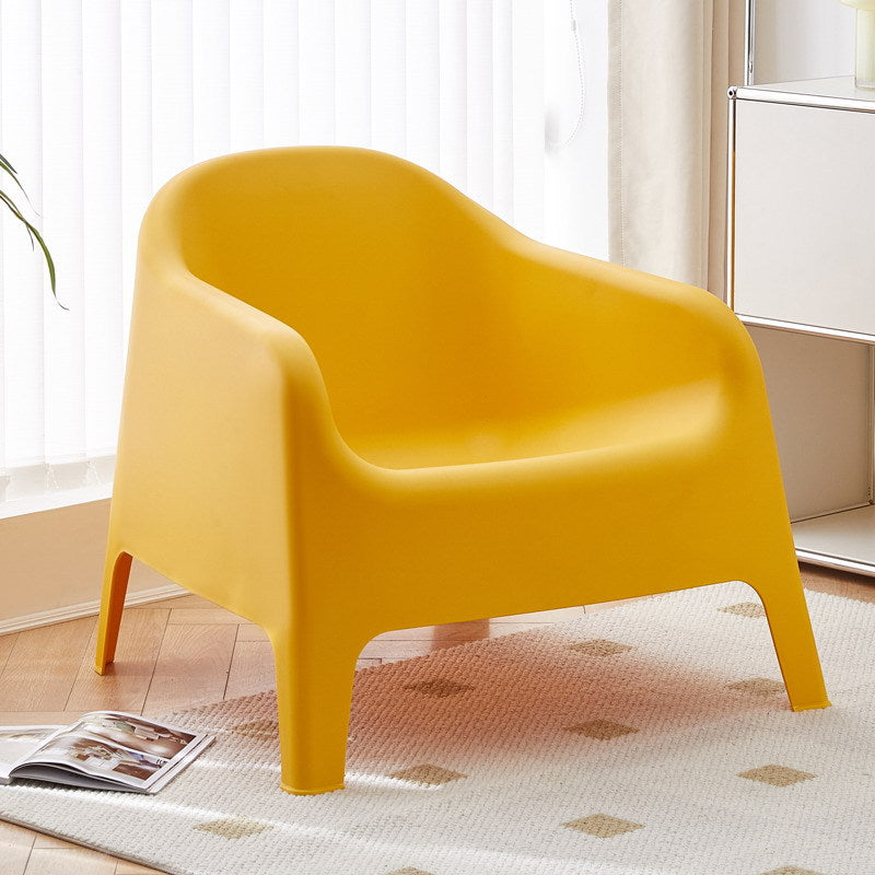 Modern Simplicity Curved Square Plastic Accent Chair Backrest Armrest For Living Room