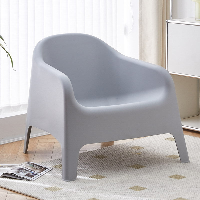 Modern Simplicity Curved Square Plastic Accent Chair Backrest Armrest For Living Room