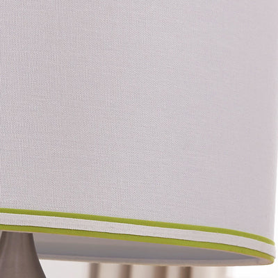 Contemporary Scandinavian Patterned Sculpture Round Fabric Ceramic 1-Light Table Lamp For Bedroom
