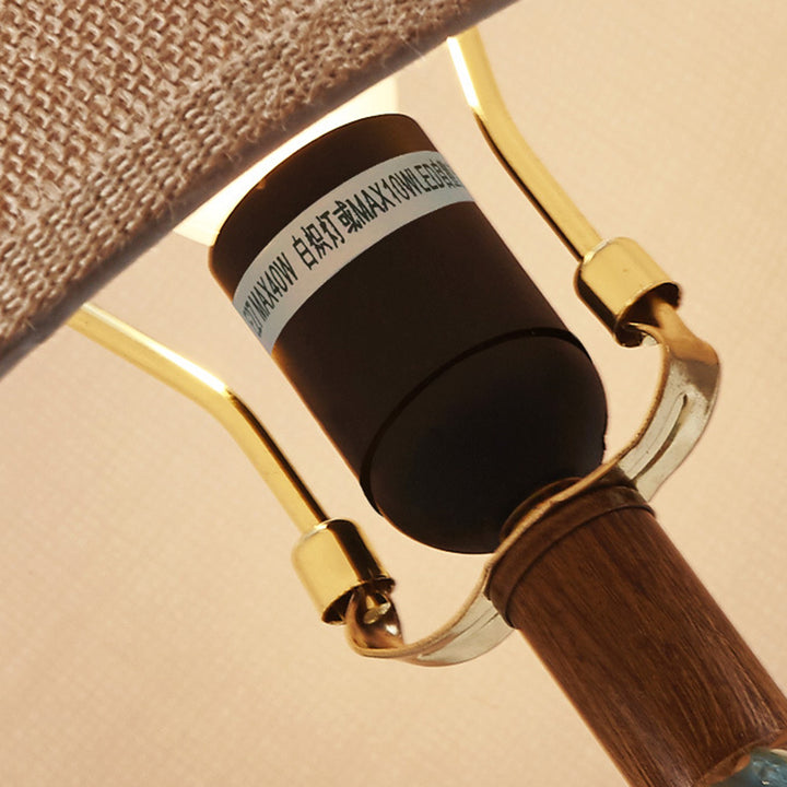 Lampe de table en céramique à motif scandinave contemporain avec tissu rond à 1 lumière pour chambre 