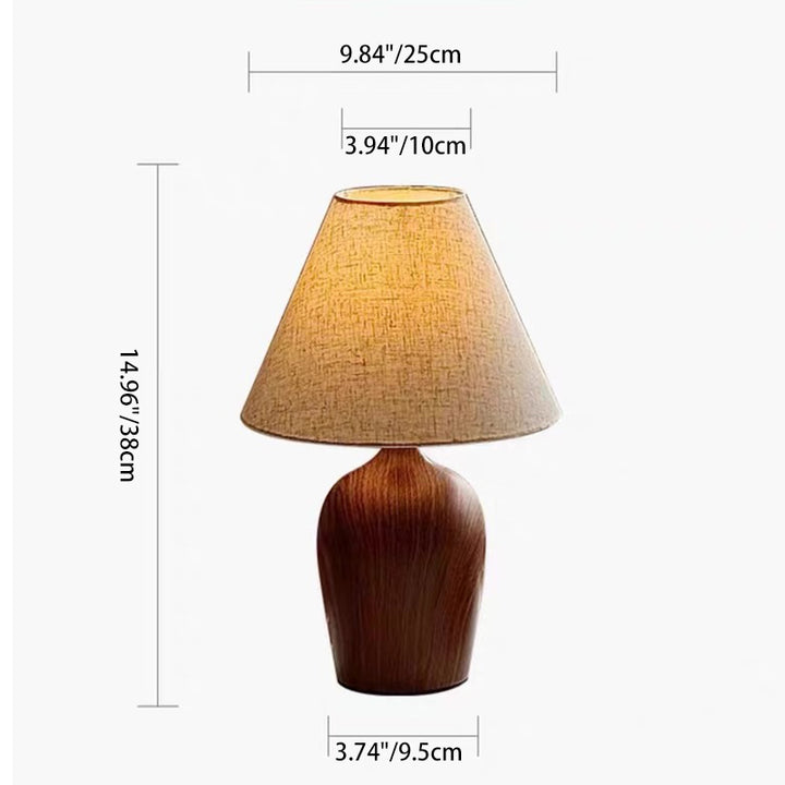 Traditional Vintage Scalloped Round Fabric PVC Iron 1-Light Table Lamp For Living Room