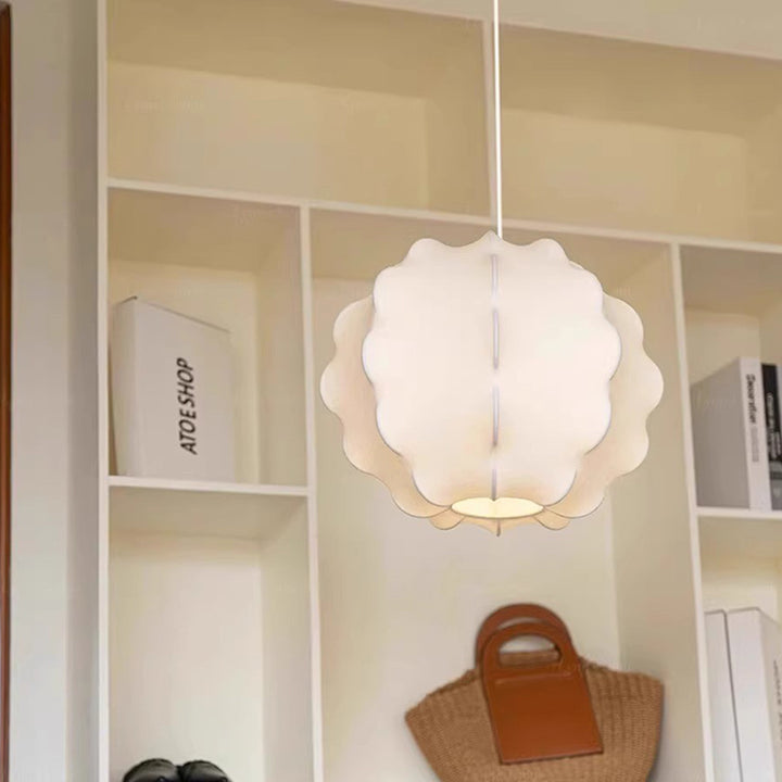 Zeitgenössischer skandinavischer Kronleuchter mit Blasen-, Wellen- und runden Seiden-Eisen-Design für das Wohnzimmer, 1/3 Lichter 