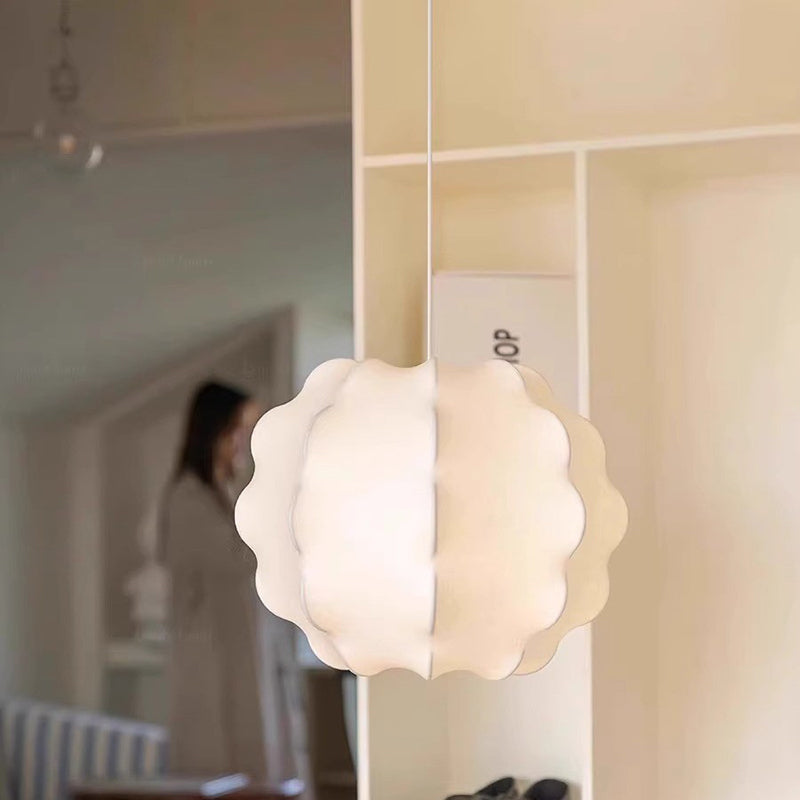 Contemporary Scandinavian Bubbles Waves Round Silk Iron 1/3 Lights Chandelier For Living Room