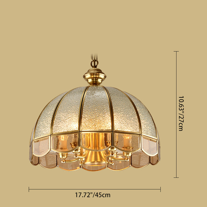 Traditional Vintage Half Round Wave Bell Glass Brass 1/6 Lights Chandelier For Living Room