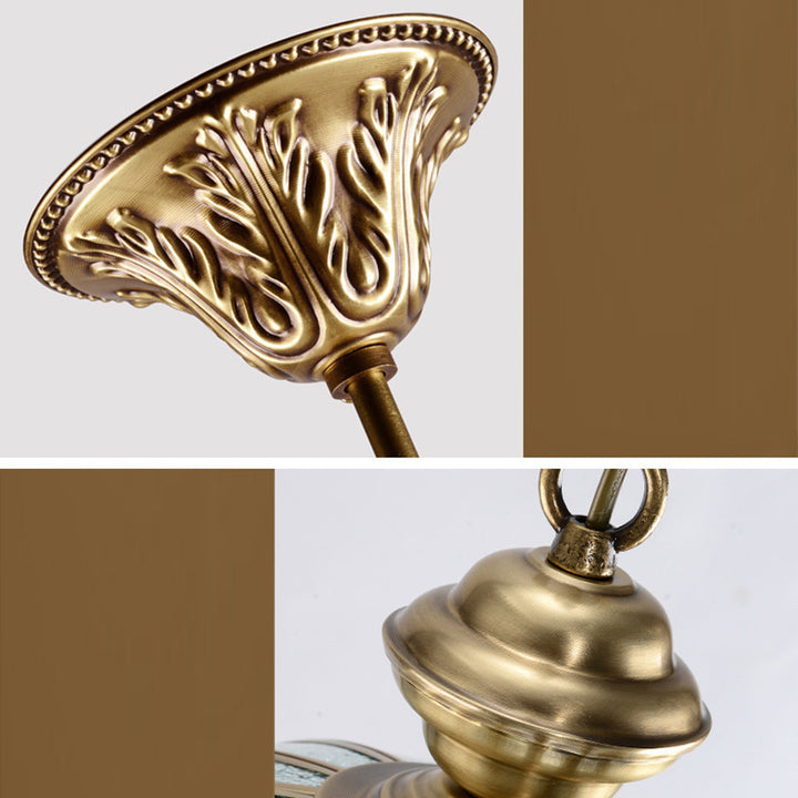 Traditional Vintage Half Round Wave Bell Glass Brass 1/6 Lights Chandelier For Living Room