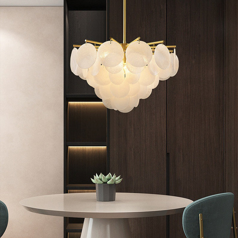 Contemporary Scandinavian Tapered Round Branch Glass Copper 6/8/10 Lights Chandelier For Living Room