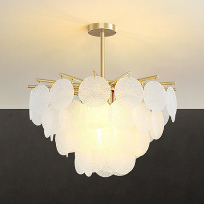 Contemporary Scandinavian Tapered Round Branch Glass Copper 6/8/10 Lights Chandelier For Living Room