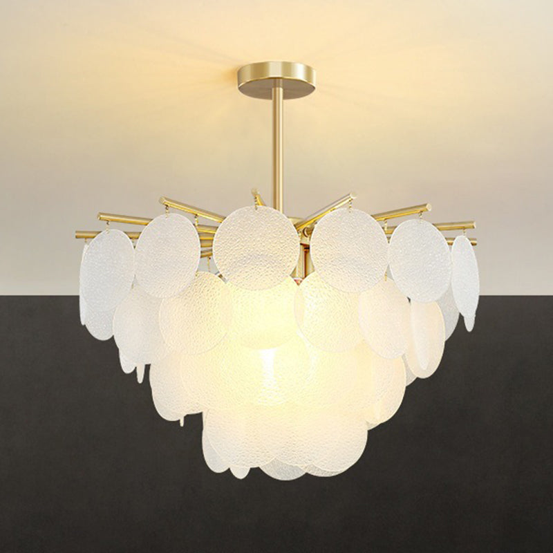 Contemporary Scandinavian Tapered Round Branch Glass Copper 6/8/10 Lights Chandelier For Living Room