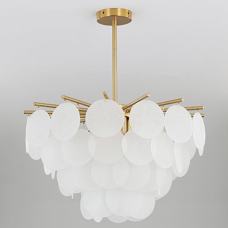 Contemporary Scandinavian Tapered Round Branch Glass Copper 6/8/10 Lights Chandelier For Living Room